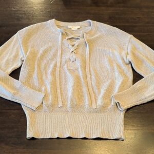 W by Worth Gold Lace-Up Crewneck Sweater